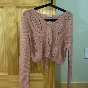Lace up back sweater
